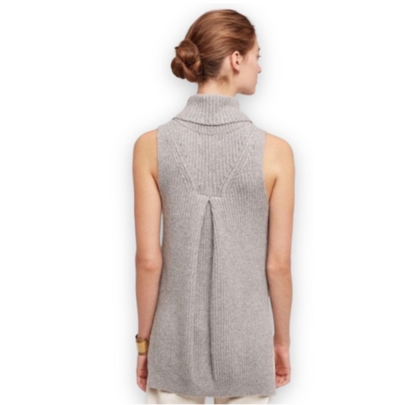 Anthropologie Angel of the North Grey Turtleneck Vest Sweater NWT Size Large - Picture 2 of 15